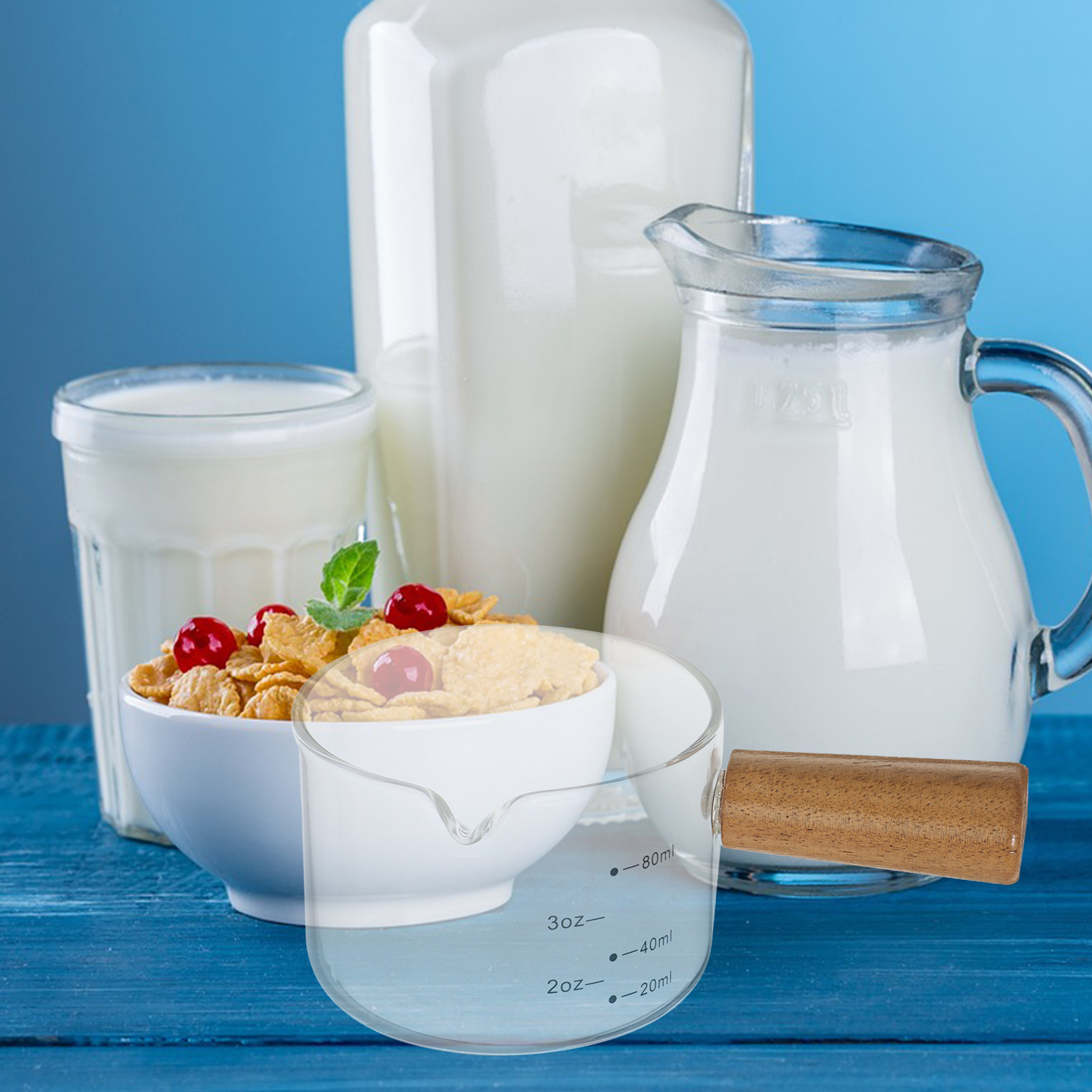 Mini Glass Milk Pitcher Wooden - Milk Steaming Pitcher recension och pris